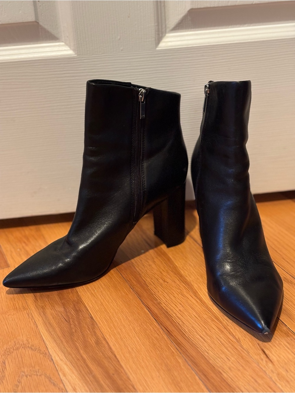 Marc Fisher Black Pointed Toe Block Heel Ankle Booties